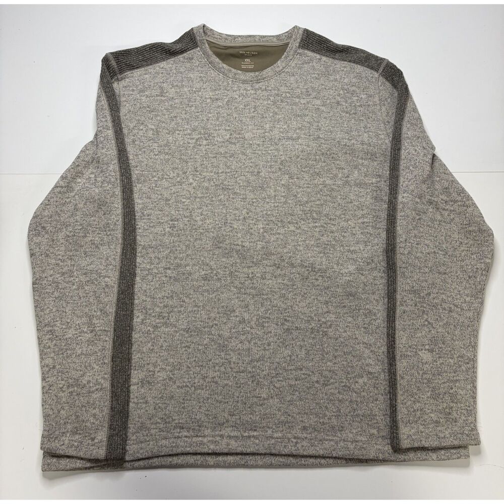Van Heusen Grey Knit W/ strip on sides sweater men's XXL fits XL